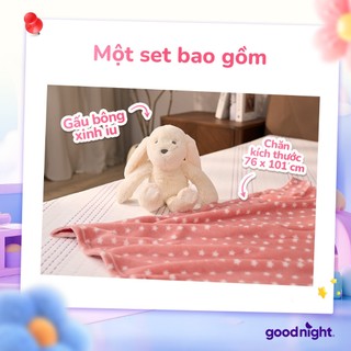 Chăn Hè Cho Bé Vua Nệm Goodnight Bebe Bunny, Mền Lông Mềm Mịn Cho Bé Ngủ Ngon Kèm Thỏ Bông