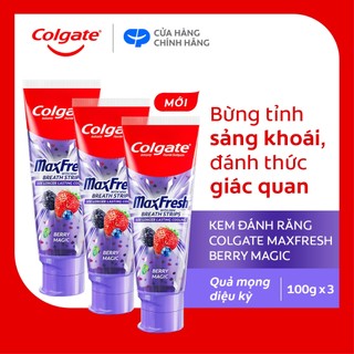 [LS] Bộ 3 Kem đánh răng Colgate MaxFresh Hương nhiệt đới, tinh thể cầu vồng the mát 100g/ tuýp
