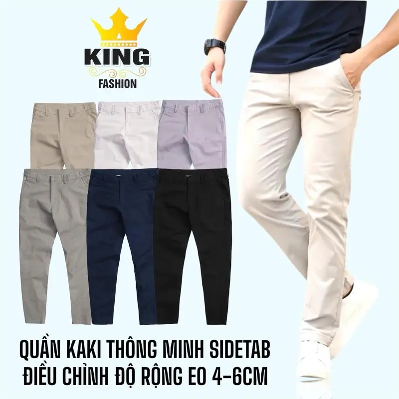 Quần Dài Nam Cao Cấp KINGFASHION Lưng Thun sidetab, Điều Chỉnh Độ Rộng Form Slim Basic - KK-QDST
