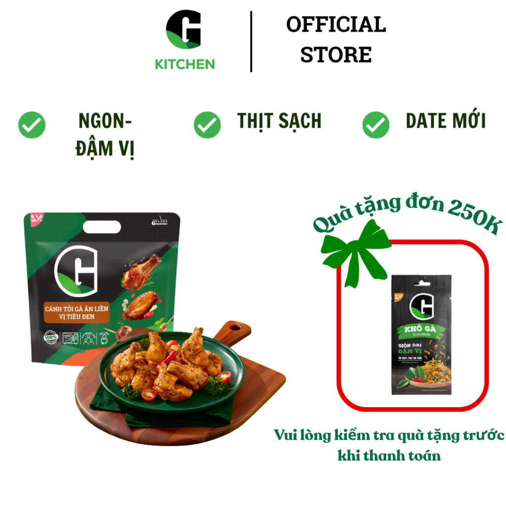 Bữa ăn tiện lợi cùng G - Cánh Gà, Xiên Que ăn liền tiện lợi 220g [Giao nội thành HCM]