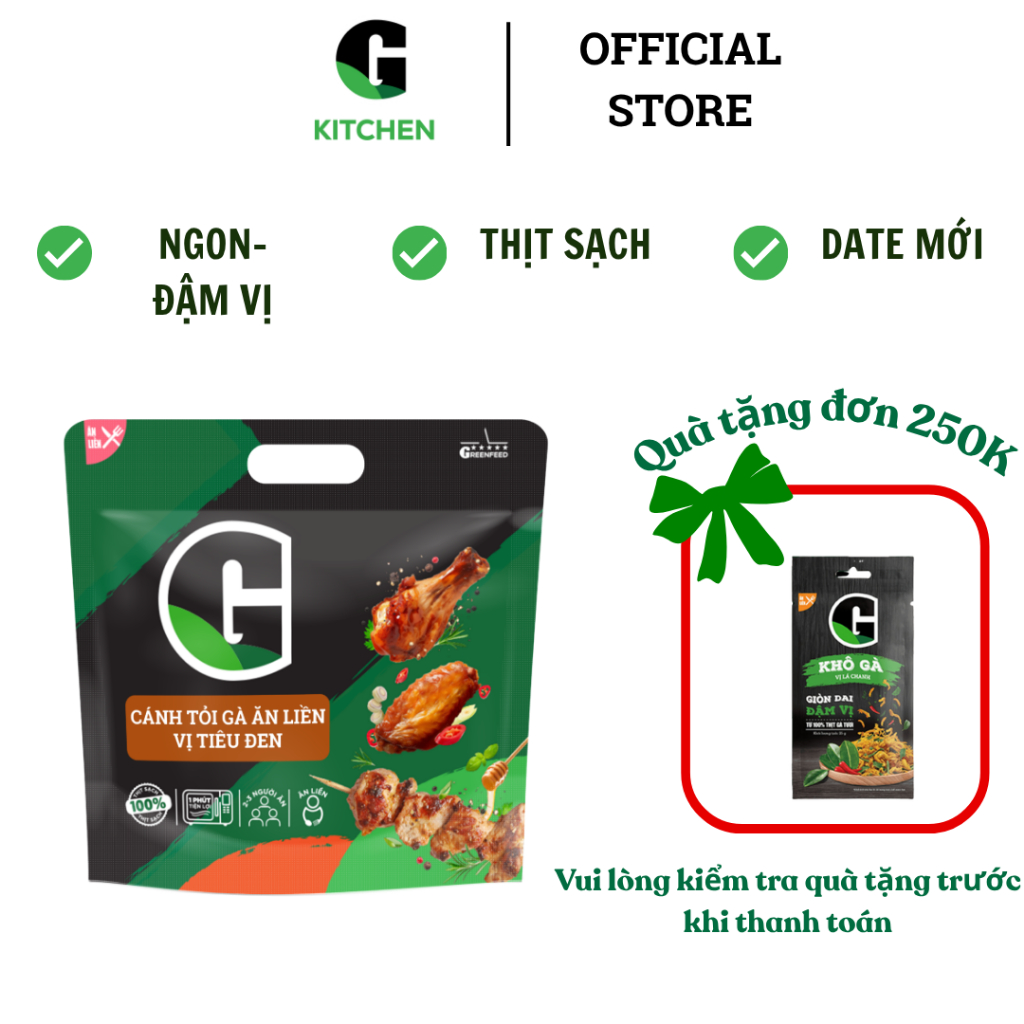 Bữa ăn tiện lợi cùng G - Cánh Gà, Xiên Que ăn liền tiện lợi 220g [Giao nội thành HCM]
