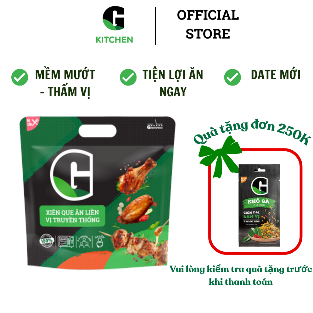 Bữa ăn tiện lợi cùng G - Cánh Gà, Xiên Que ăn liền tiện lợi 220g [Giao nội thành HCM]
