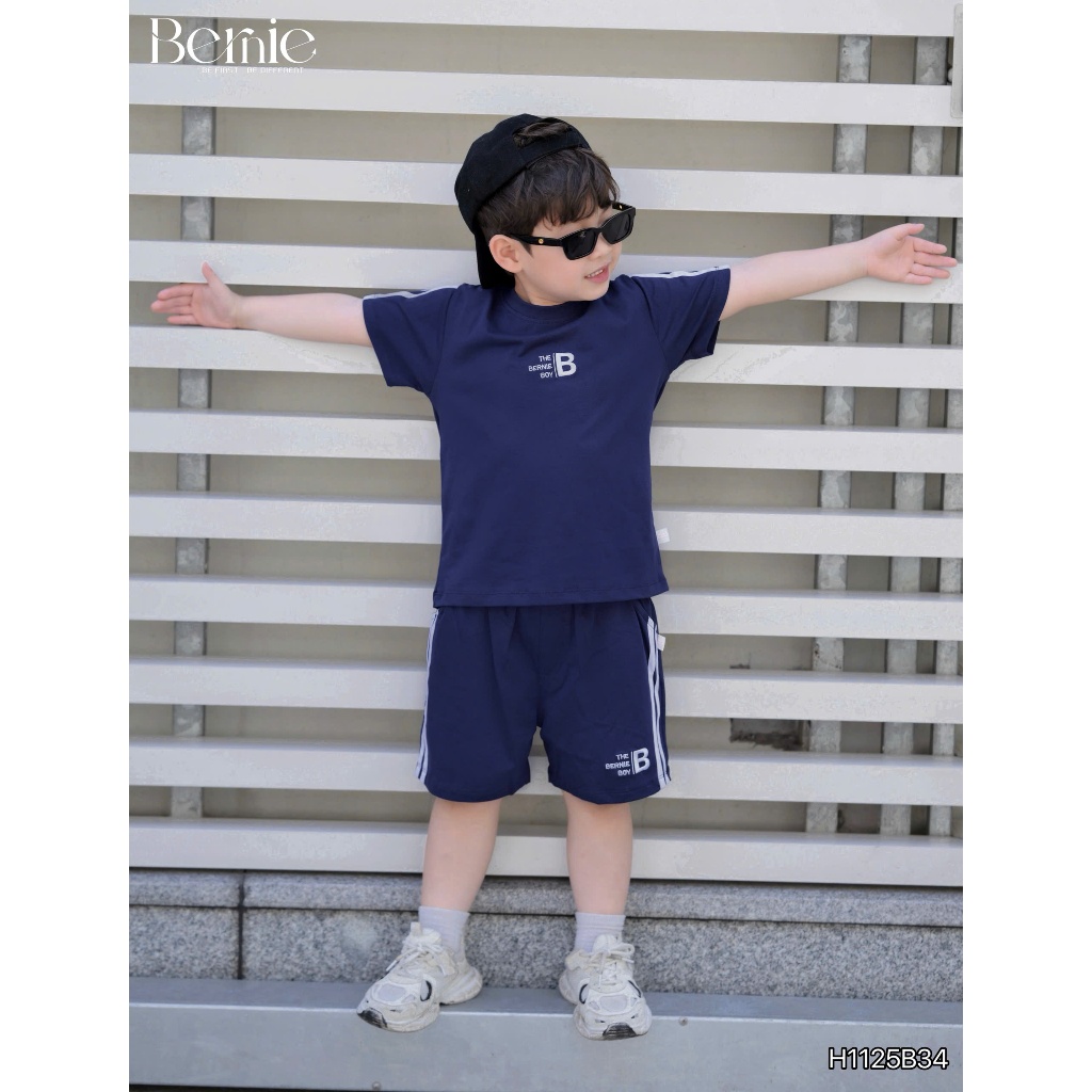 (Hãng Bernie)Bộ quần áo thể thao thêu chữ THE BERNIE BOY,chất cotton mềm mại thoáng mát ,phong cách thể thao năng động