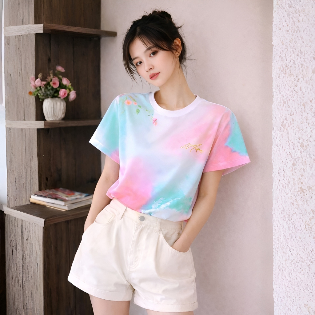 Áo Thun Loang Màu Nổi Bật, Chất Cotton Thoáng Mát, Có Kèm Hình Thật.