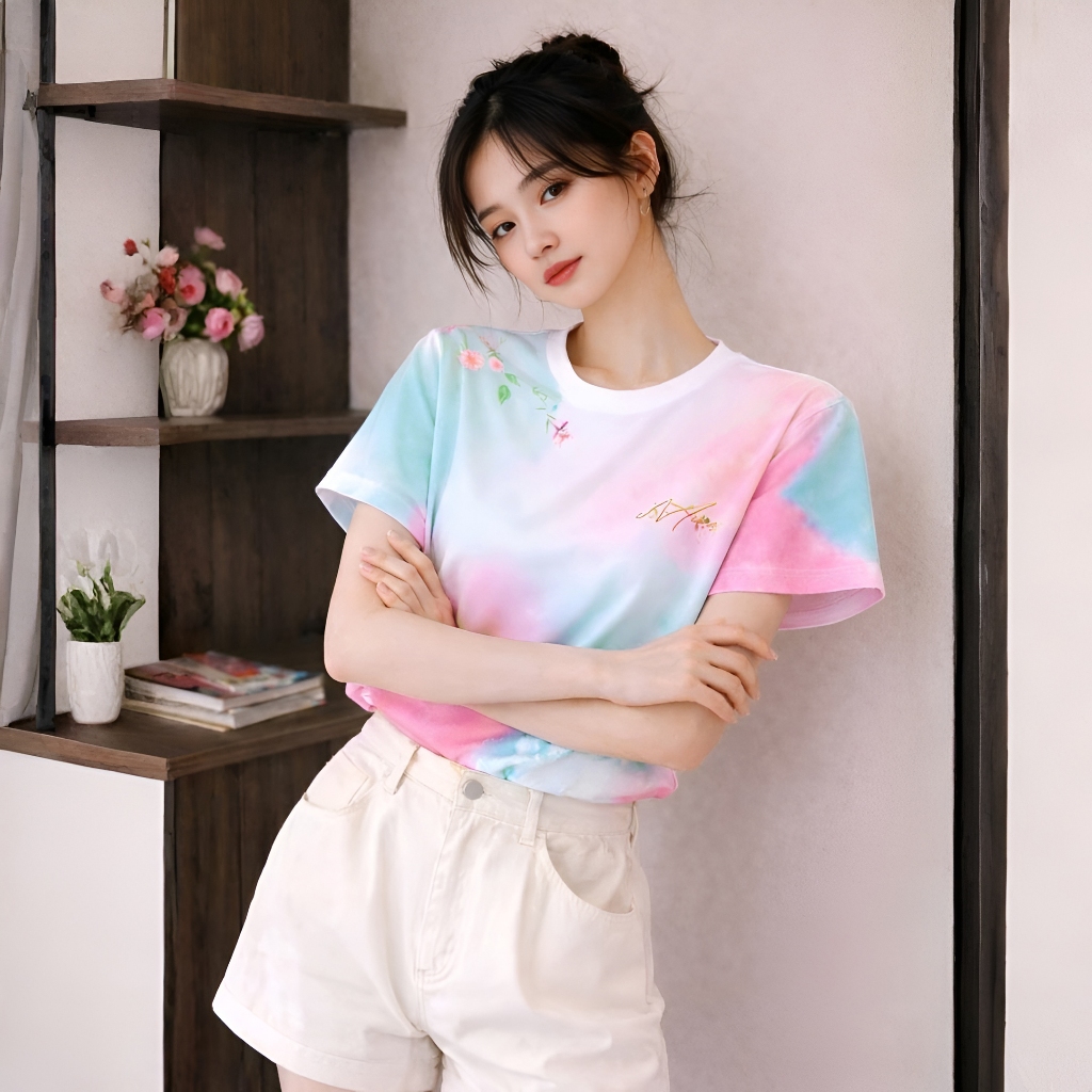 Áo Thun Loang Màu Nổi Bật, Chất Cotton Thoáng Mát, Có Kèm Hình Thật.