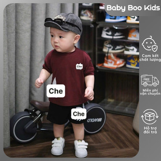 Set Bộ Thể Thao Trẻ Em Đỏ Đô,Set Áo Thun+Quần Short Bé Trai Bé Gái Cotton Mềm Mát Mùa Hè 7-15kg(A01)