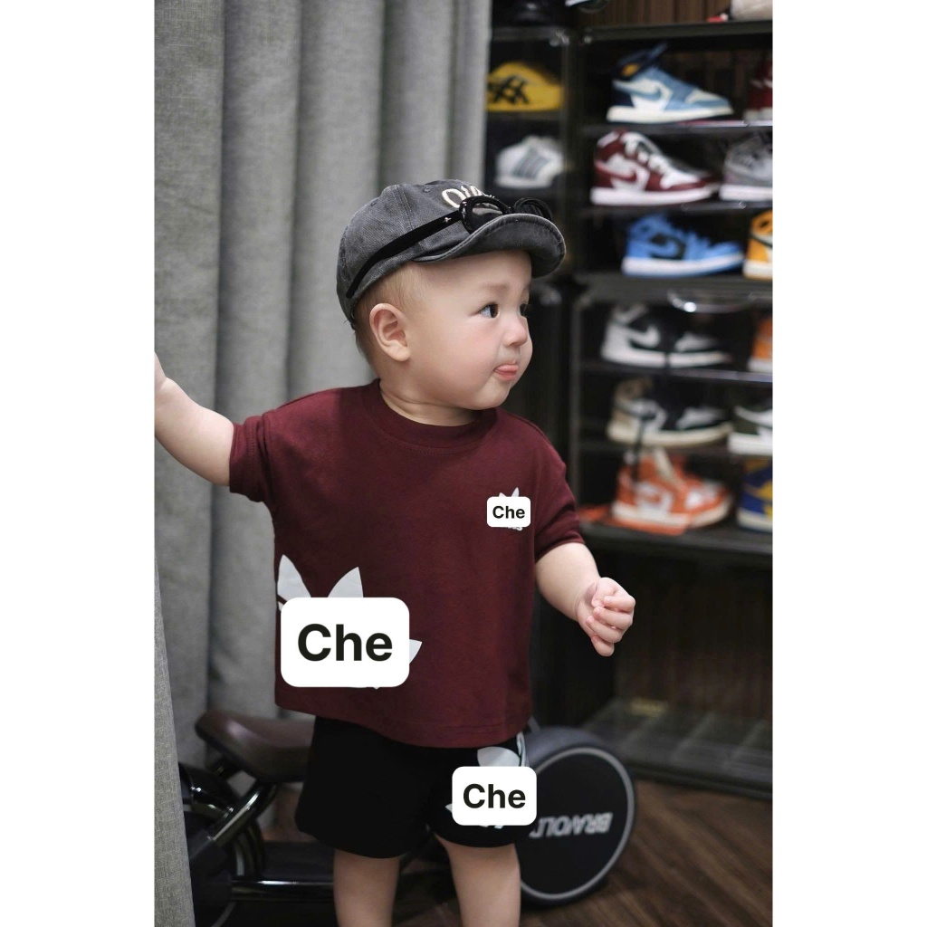 Set Áo Thun+Quần Short Bé Trai Gái Đỏ Đô,Bộ Bé Trai Cotton 7-15kg, Set Bộ Thể Thao Trẻ Em Mùa Hè A01