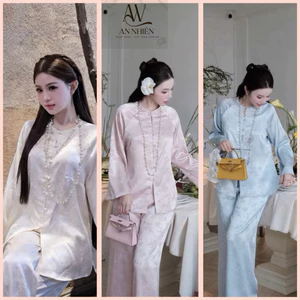 Pháp Phục Lụa Trúc form suông thanh lịch, bà ba cách tân cao cấp - Áo Dài Pháp Phục | Đồ Lam An Nhiên