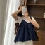 Set Áo Chấm Bi Phối Áo Sơ Mi Tay Bồng phong cách Hàn Quốc Có Ảnh Thật, Set áo nhung tiểu thư