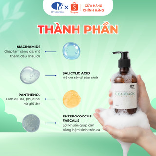 Sữa Tắm Giảm Mụn Lưng, Mụn Body, Viêm Nang Lông - AHA BHA, Ngừa Thâm 300ml Dr Cosmess Chính Hãng