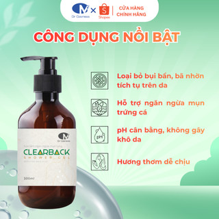 Sữa Tắm Giảm Mụn Lưng, Mụn Body, Viêm Nang Lông - AHA BHA, Ngừa Thâm 300ml Dr Cosmess Chính Hãng