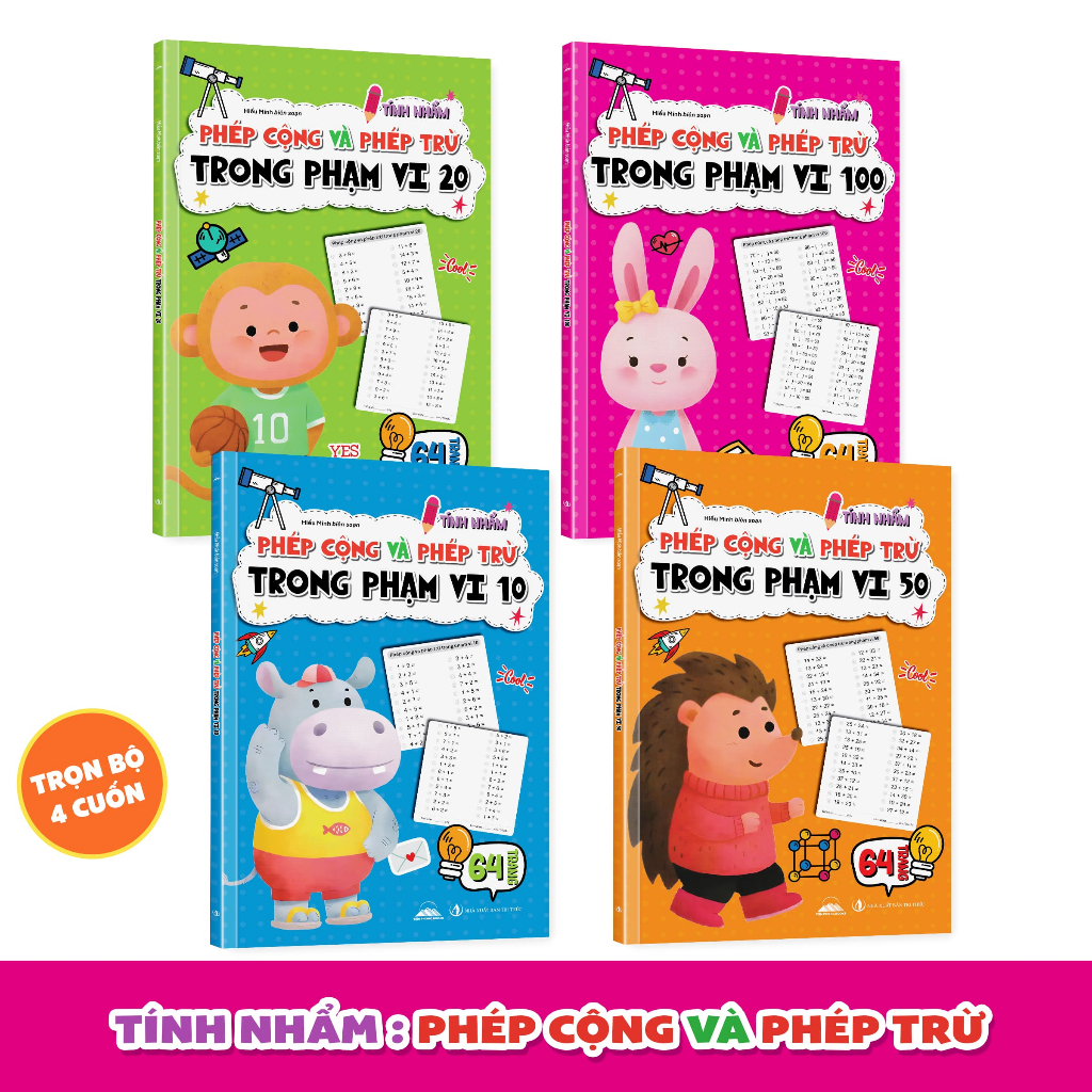 Sách - Phép Tính Cộng Trừ Cho Bé Phạm Vi 10/20/50/100 Sách Tập Làm Toán Cho Bé
