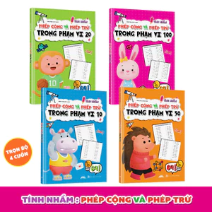 Sách - Phép Tính Cộng Trừ Cho Bé Phạm Vi 10/20/50/100 Sách Tập Làm Toán Cho Bé