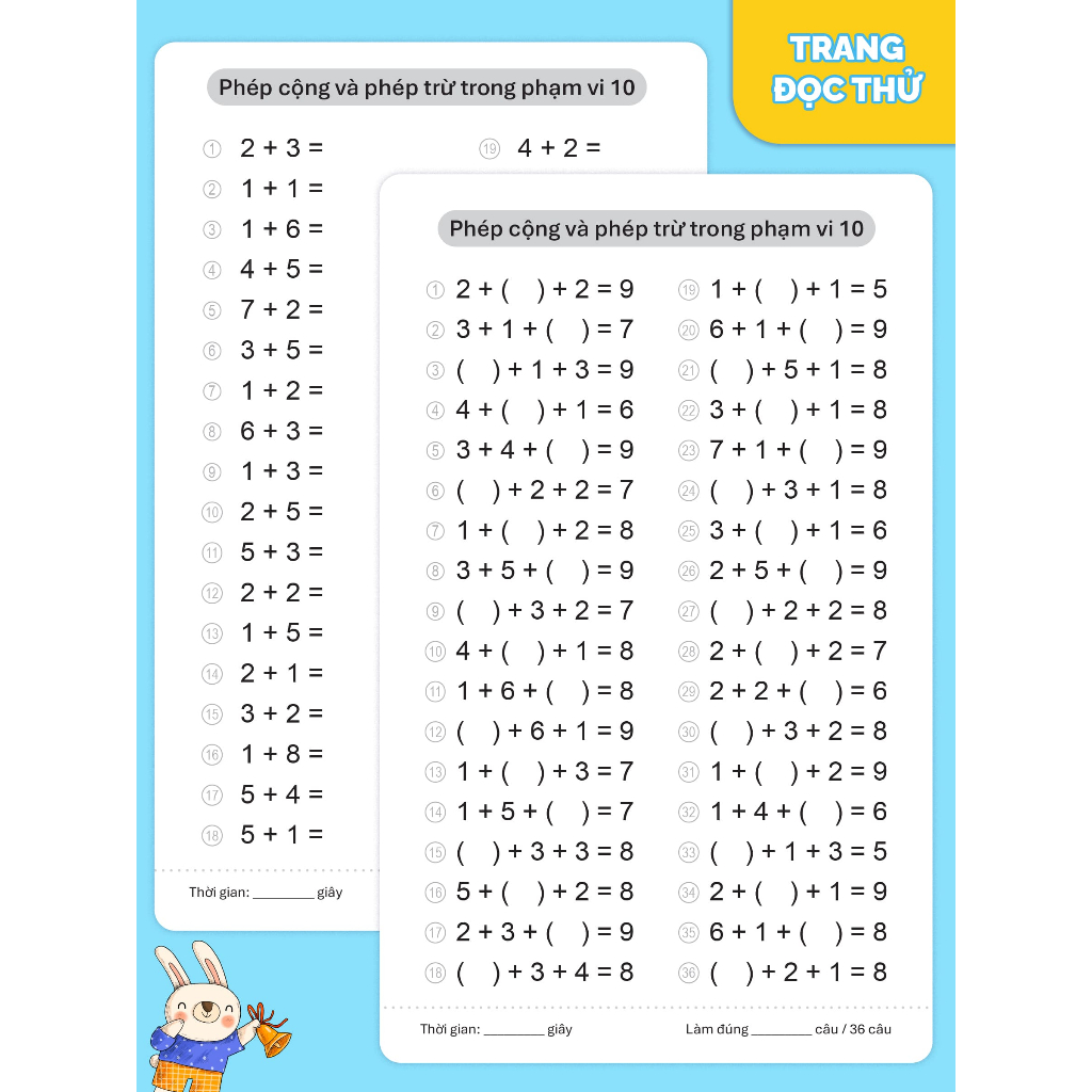 Sách - Phép Tính Cộng Trừ Cho Bé Phạm Vi 10/20/50/100 Sách Tập Làm Toán Cho Bé