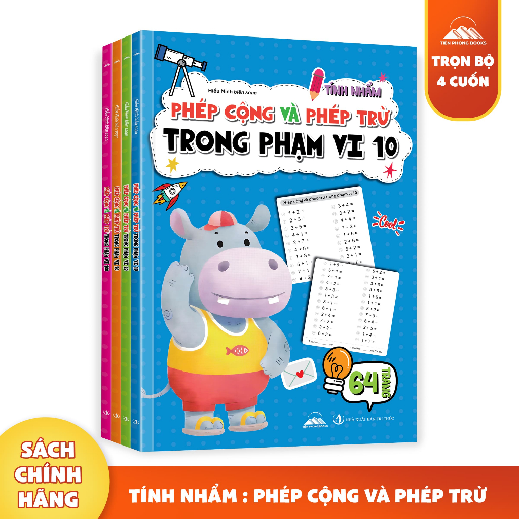 Sách - Phép Tính Cộng Trừ Cho Bé Phạm Vi 10/20/50/100 Sách Tập Làm Toán Cho Bé