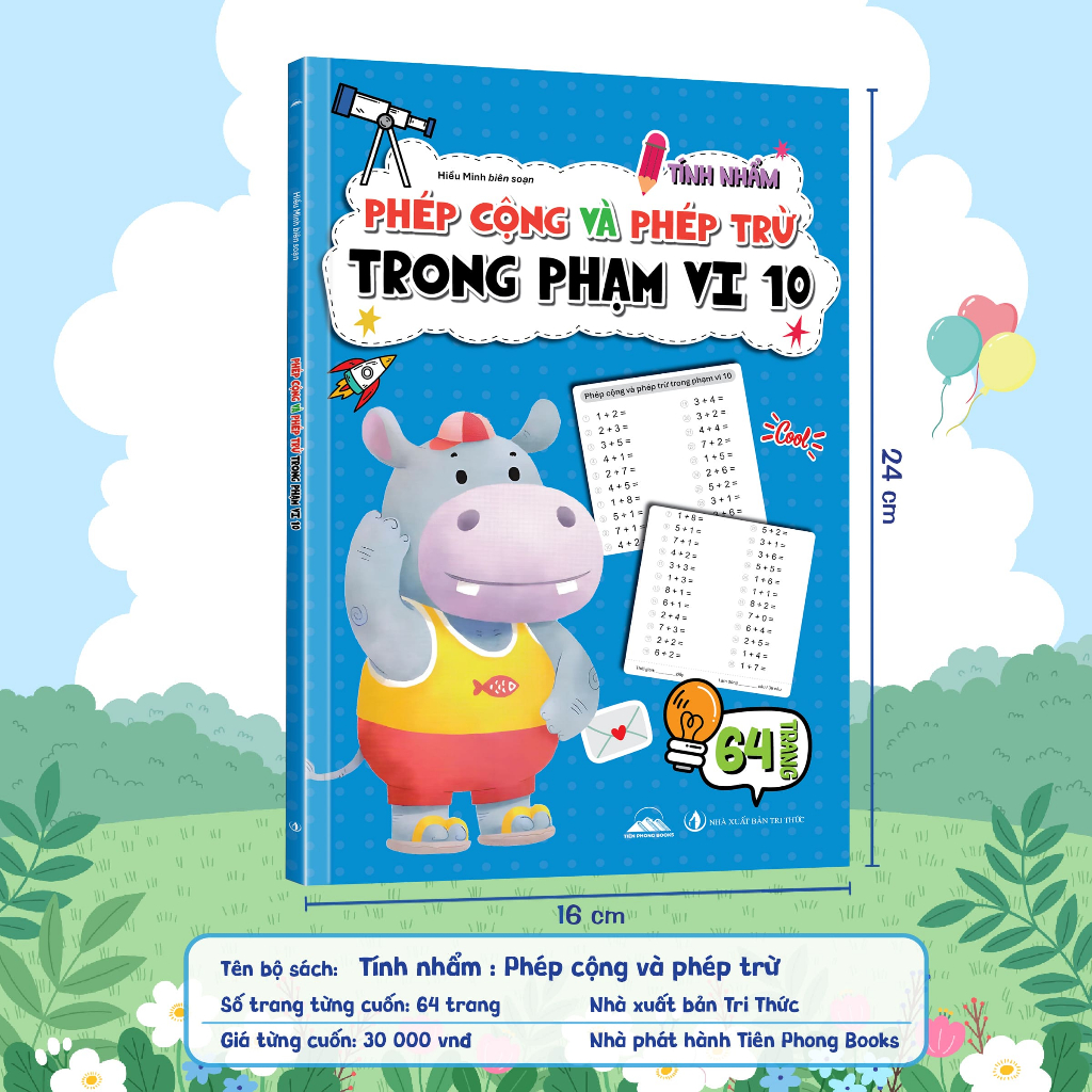 Sách - Phép Tính Cộng Trừ Cho Bé Phạm Vi 10/20/50/100 Sách Tập Làm Toán Cho Bé