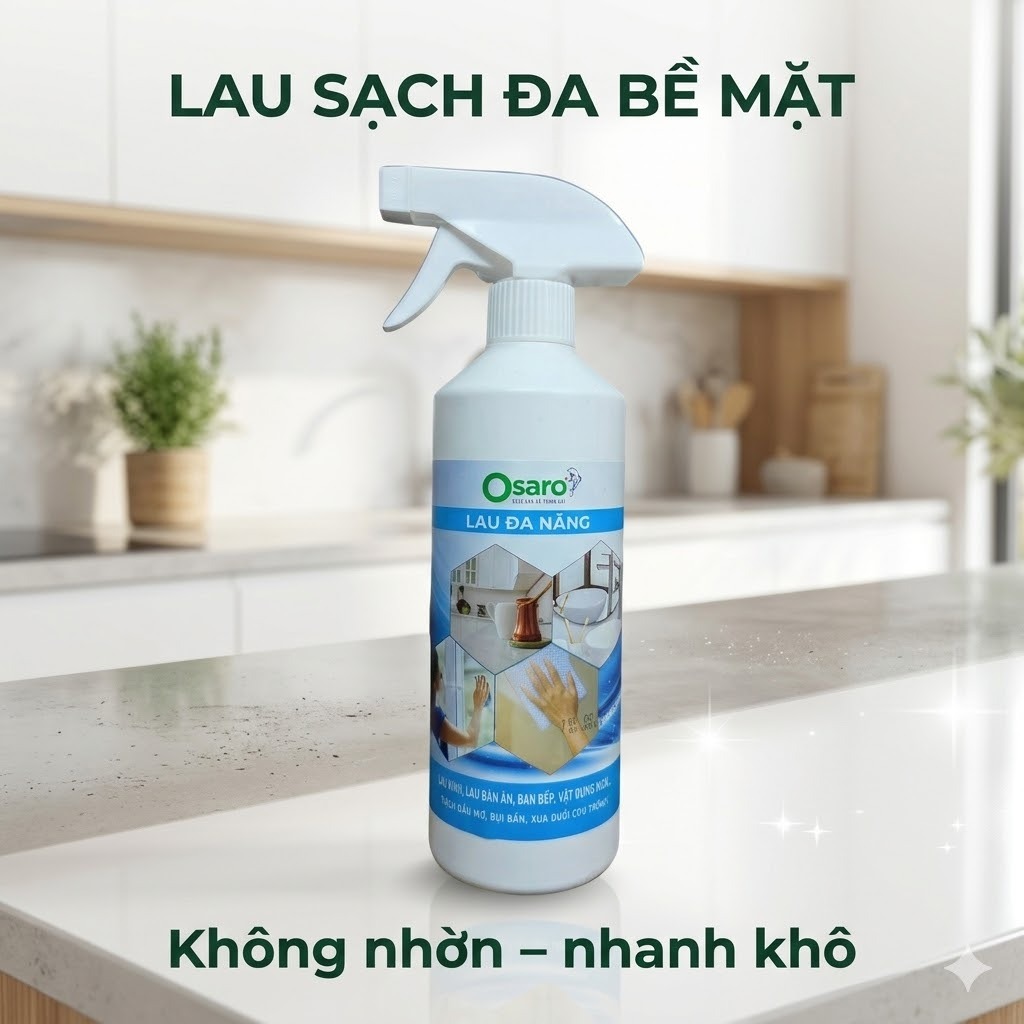 OSARO Lau Đa Năng 500g – Lau Sạch Bàn Bếp, Kệ, Tủ, Ít Nhờn, Hương Dễ Chịu