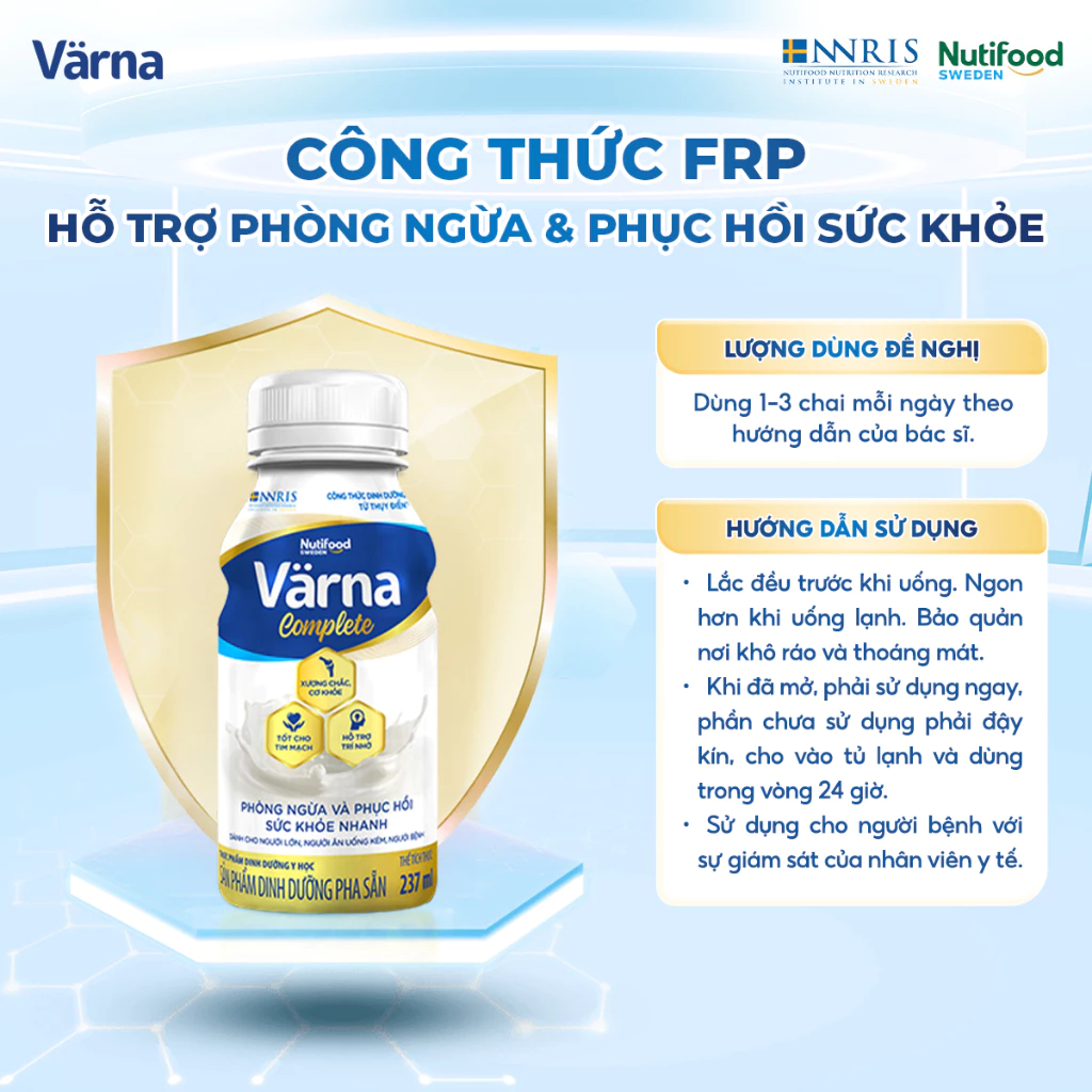 Sữa Bột Pha Sẵn Varna Complete (Thùng 24 Chai 237ml) - Hỗ Trợ Cải Thiện Xương Khớp - Phục Hồi Nhanh