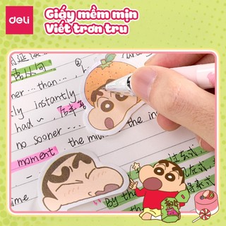 Giấy Note Giấy Nhớ Deli Shin Cậu Bé Bút Chì 75 Tờ Ghi Chú Chống Lem Dễ Bóc Dán Cho Bé Cho Học Sinh