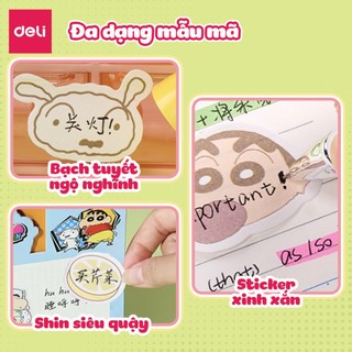Giấy Note Giấy Nhớ Deli Shin Cậu Bé Bút Chì 75 Tờ Ghi Chú Chống Lem Dễ Bóc Dán Cho Bé Cho Học Sinh
