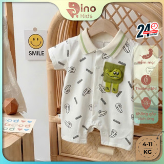 Bodysuit cá sấu đùi cototn cho bé trai 4-11kg. Body liền thân mùa hè cho bé. Dino Kids