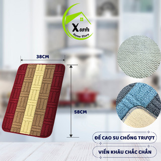 Thảm Lau Chân Vân Kẻ Sọc Lót Cam Su Chống Trượt GD177 - Thảm Lau Phòng Tắm Nhà Bếp 38 x 58cm