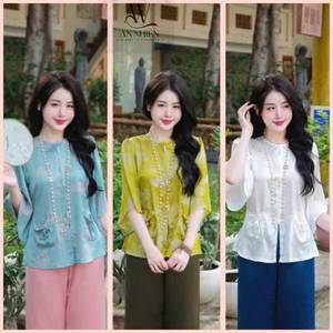 Đồ lam pháp phục đi chùa cho nữ ,chất lụa tiểu thư | Đồ Lam An Nhiên