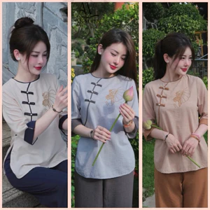 Pháp phục đi chùa, Bộ lam đi chùa truyền thống chất liệu Đũi Sen Mẫu Mới | Đồ Lam An Nhiên