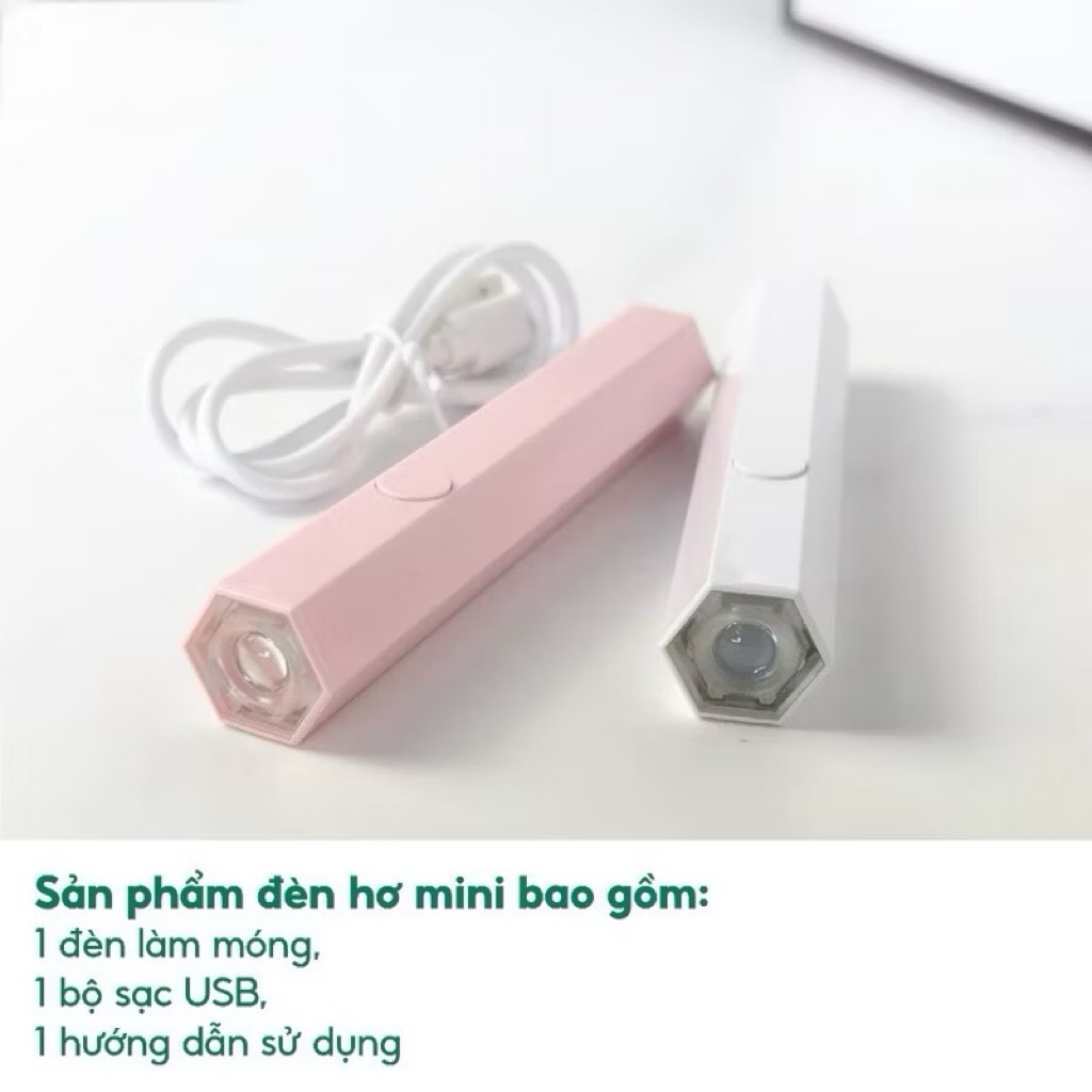 Đèn hơ mini 1 ngón 3W tích điện - Đèn hơ móng nail mini  cầm tay tiện lợi