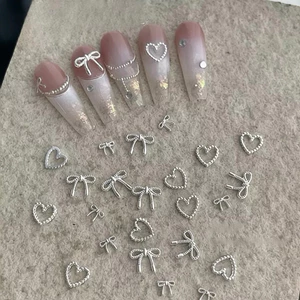 Sét 30v tim nơ mix trang trí gắn móng nail-phụ kiện nail giá rẻ