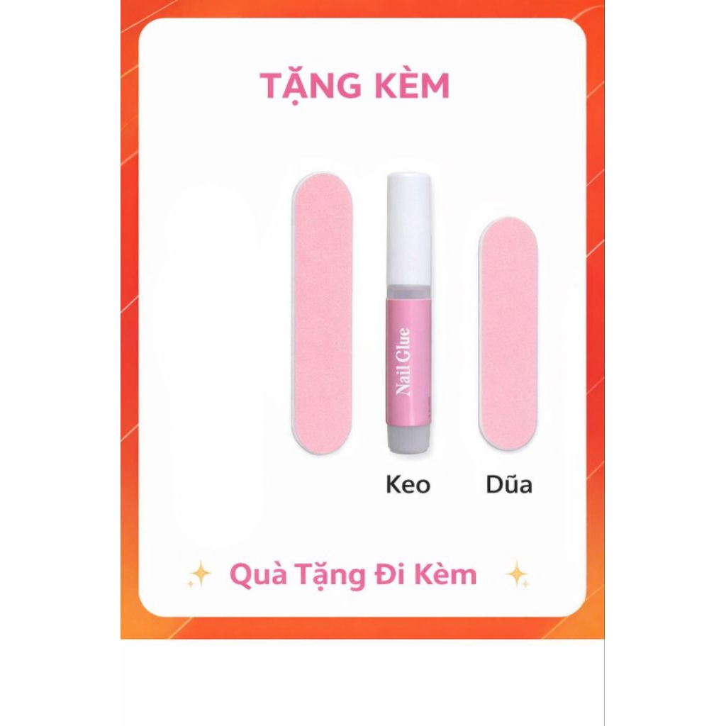 💅 MÓNG GIẢ MÀU HỒNG MẮT MÈO Dài – KÈM KEO DÁN & DŨA MÓNG