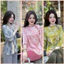 Hàng loại 1 [FREESHIP] Set Gấm Long Phụng Cổ Tròn Khuy Tết - Bộ Lam Lễ Chùa Gấm Tằm Đồ Lam An Nhiên( hình thật )