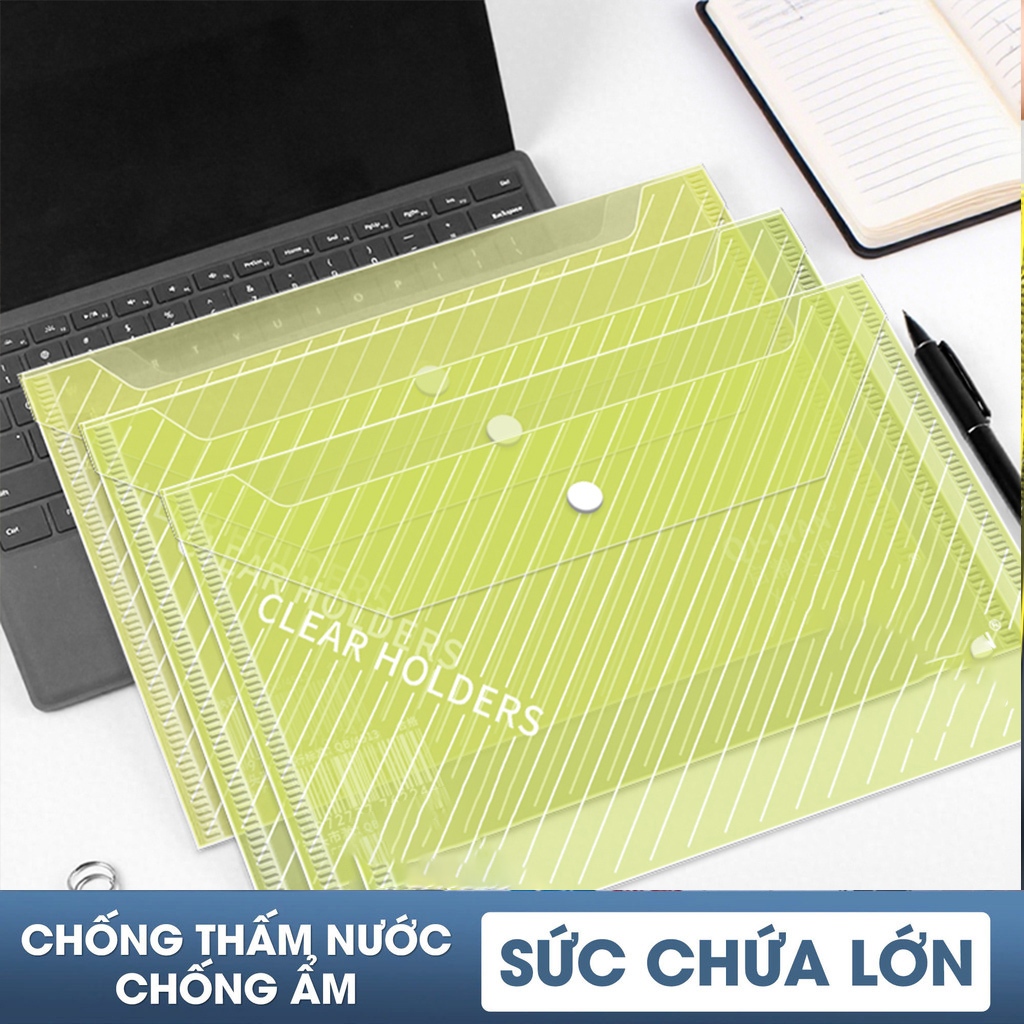 TTúi đựng tài liệu A4 chống thấm nước, có nút bấm, dày dặn, dùng để đựng bài thi của học sinh