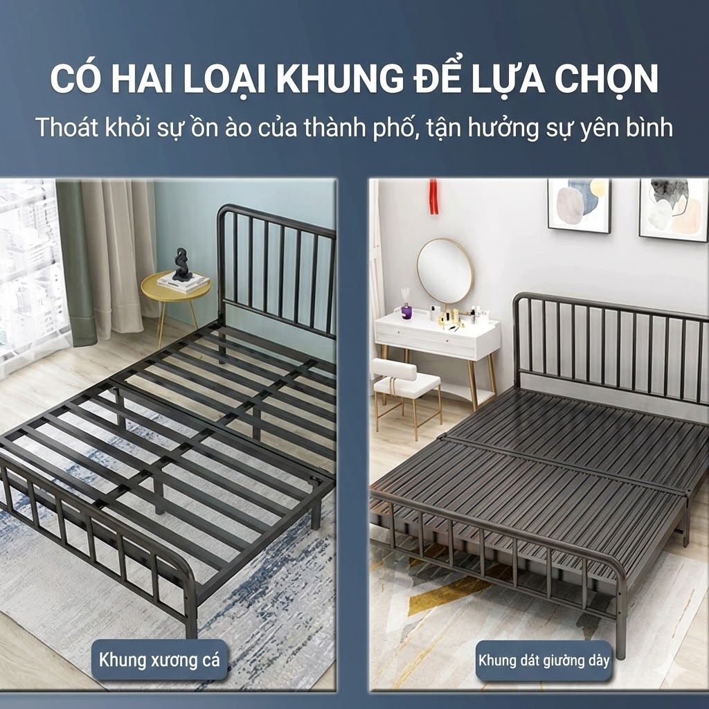 CONOCO Giường sắt khung giường thép  chịu lực tốt không gỉ không kêu hợp phòng cho thuê