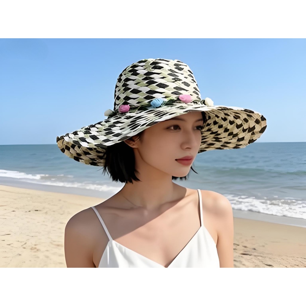 Nón Rơm Nữ Thời Trang Hoa Nhỏ | Chống Nắng UV | Vành Rộng Dễ Phối Đồ Mùa Hè