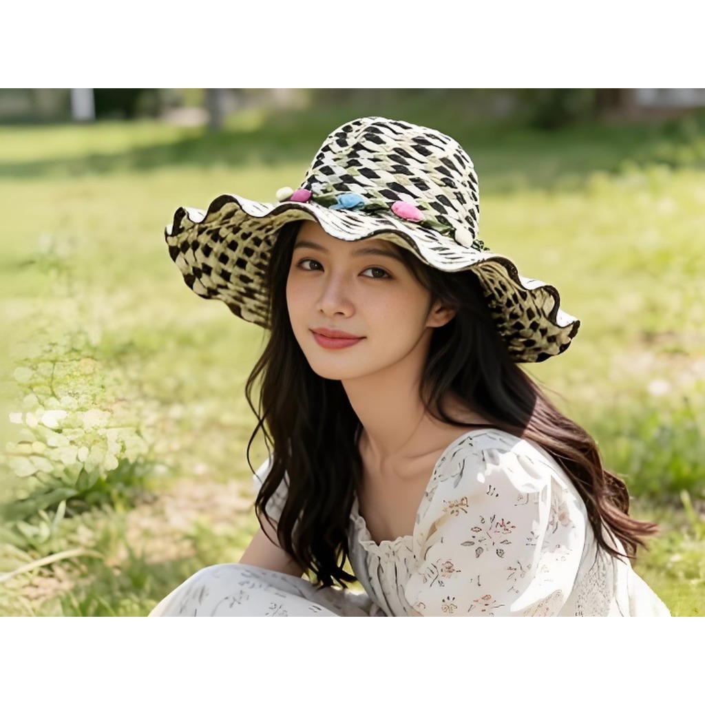 Nón Rơm Nữ Thời Trang Hoa Nhỏ | Chống Nắng UV | Vành Rộng Dễ Phối Đồ Mùa Hè