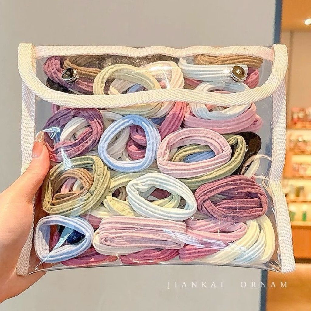 Combo 35 Dây Buộc Tóc Nhiều Màu Pastel – Cột Tóc Thun Mềm Không Đau Tóc Cho Bé Và Nữ