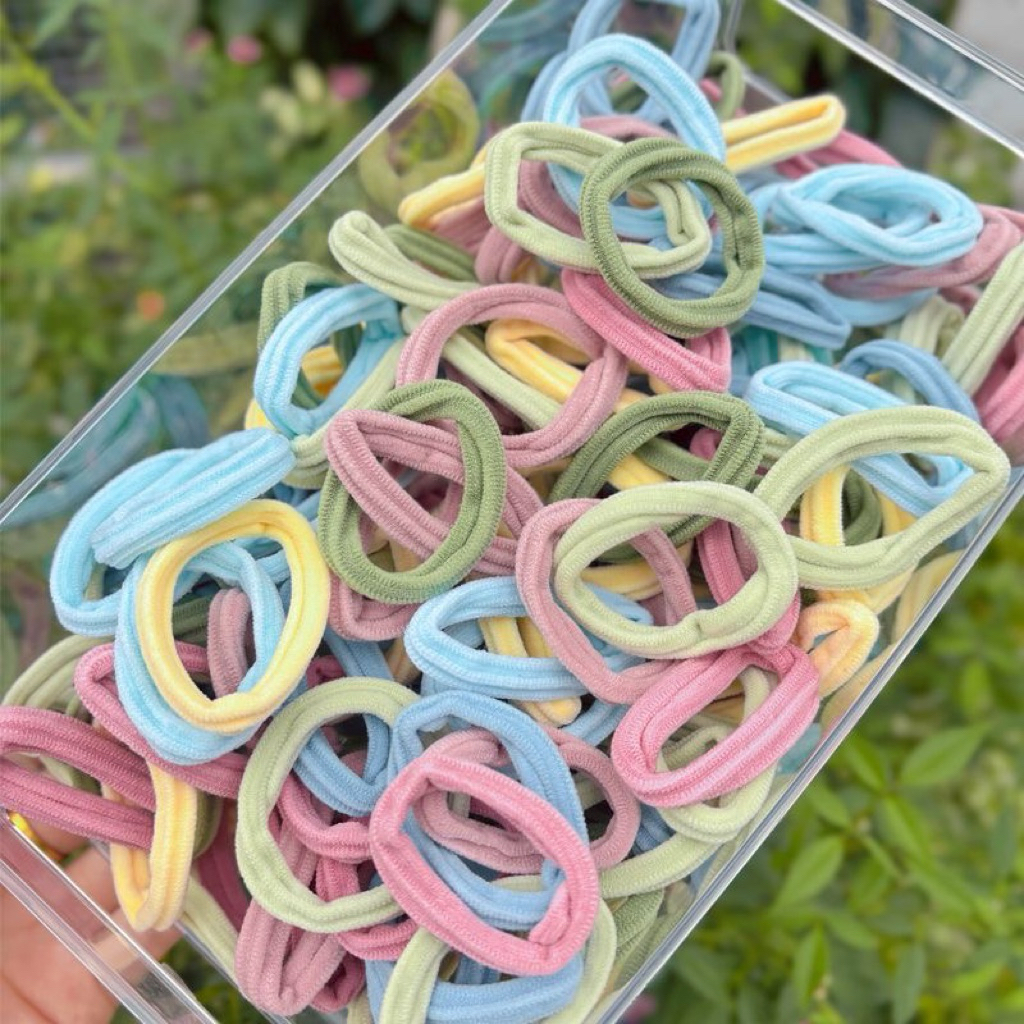 Combo 35 Dây Buộc Tóc Nhiều Màu Pastel – Cột Tóc Thun Mềm Không Đau Tóc Cho Bé Và Nữ