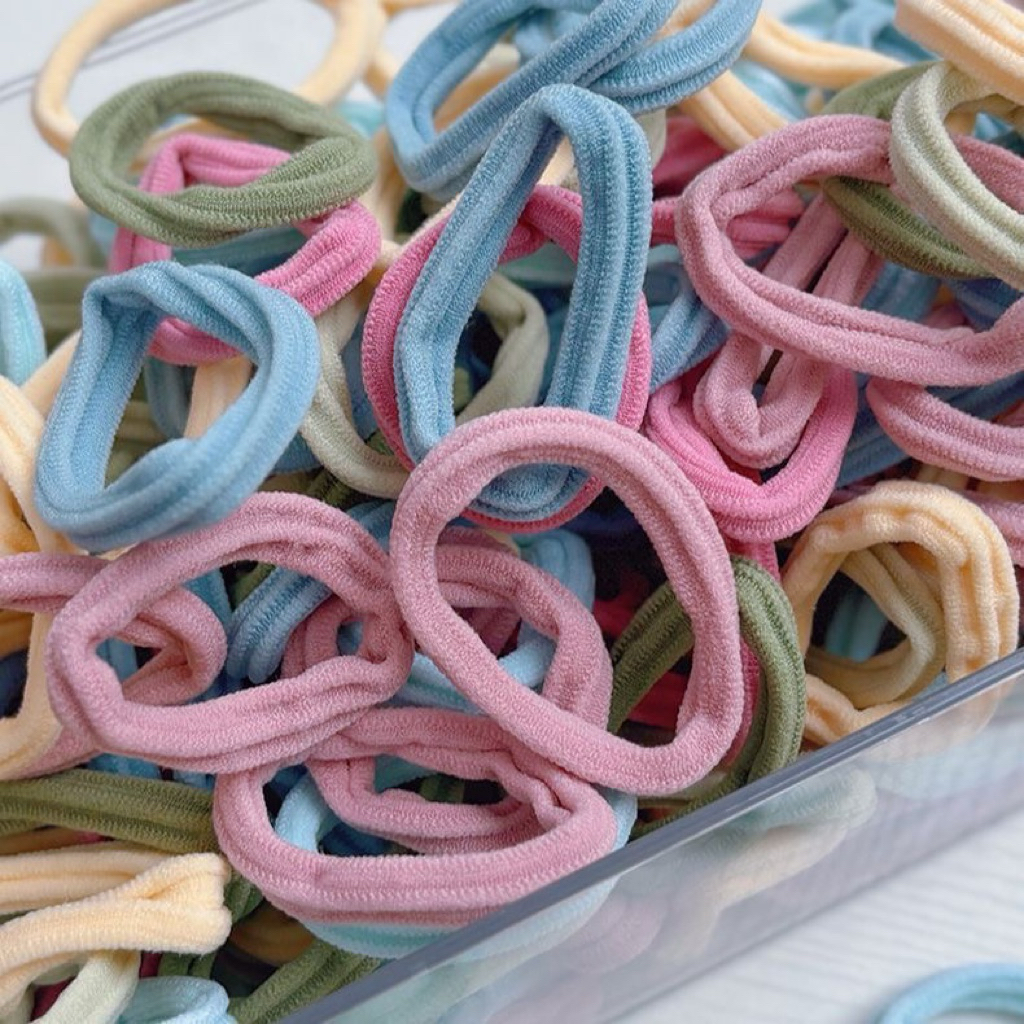 Combo 35 Dây Buộc Tóc Nhiều Màu Pastel – Cột Tóc Thun Mềm Không Đau Tóc Cho Bé Và Nữ
