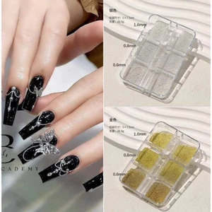 Bi mini trang trí nail,khay bi 6 ô mix size sẵn 2 màu vàng bạc
