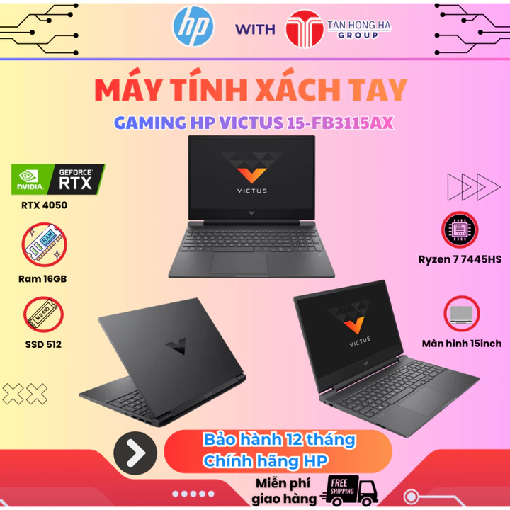 Laptop Gaming HP VICTUS 15-fb3115AX BX9C9PA, Ryzen 7 7445HS, RTX 4050 6GB, 16GB RAM, 512GB SSD, 15.6 FHD 144Hz, Win11