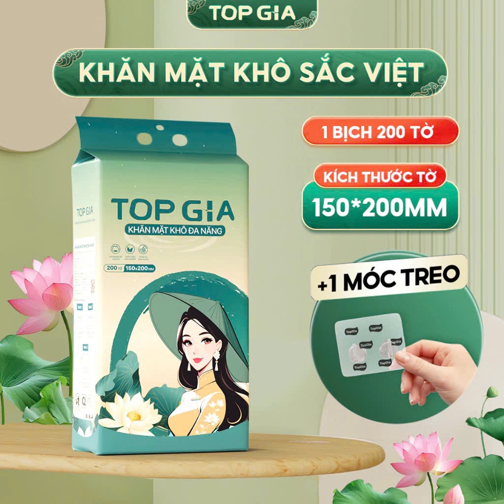 Khăn Khô Đa Năng TOPGIA 200 Tờ – Khăn Mặt Khô Dùng Một Lần, Khăn Khô Đa Năng Cho Bé Và Gia Đình