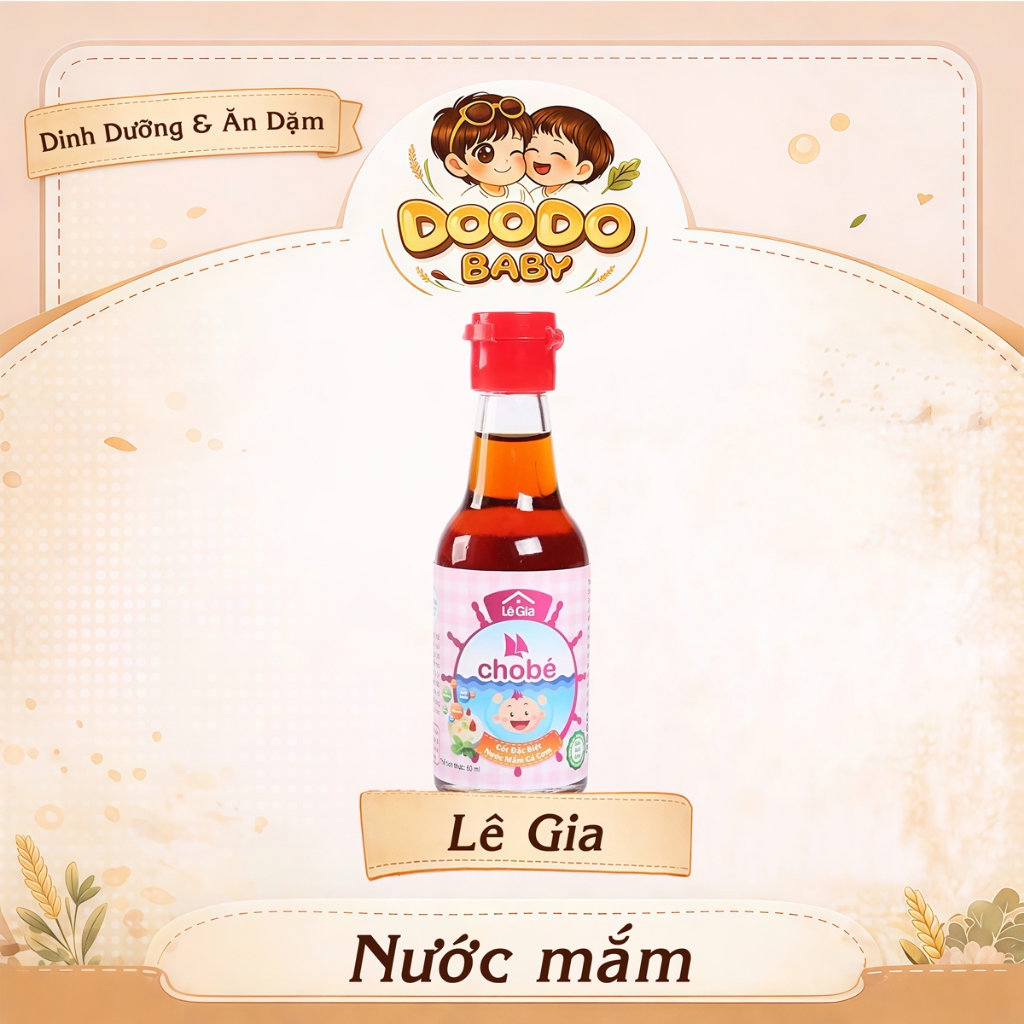 Nước Mắm Cá Cơm Ăn Dặm Lê Gia Giảm Muối Cho Bé (60ml)