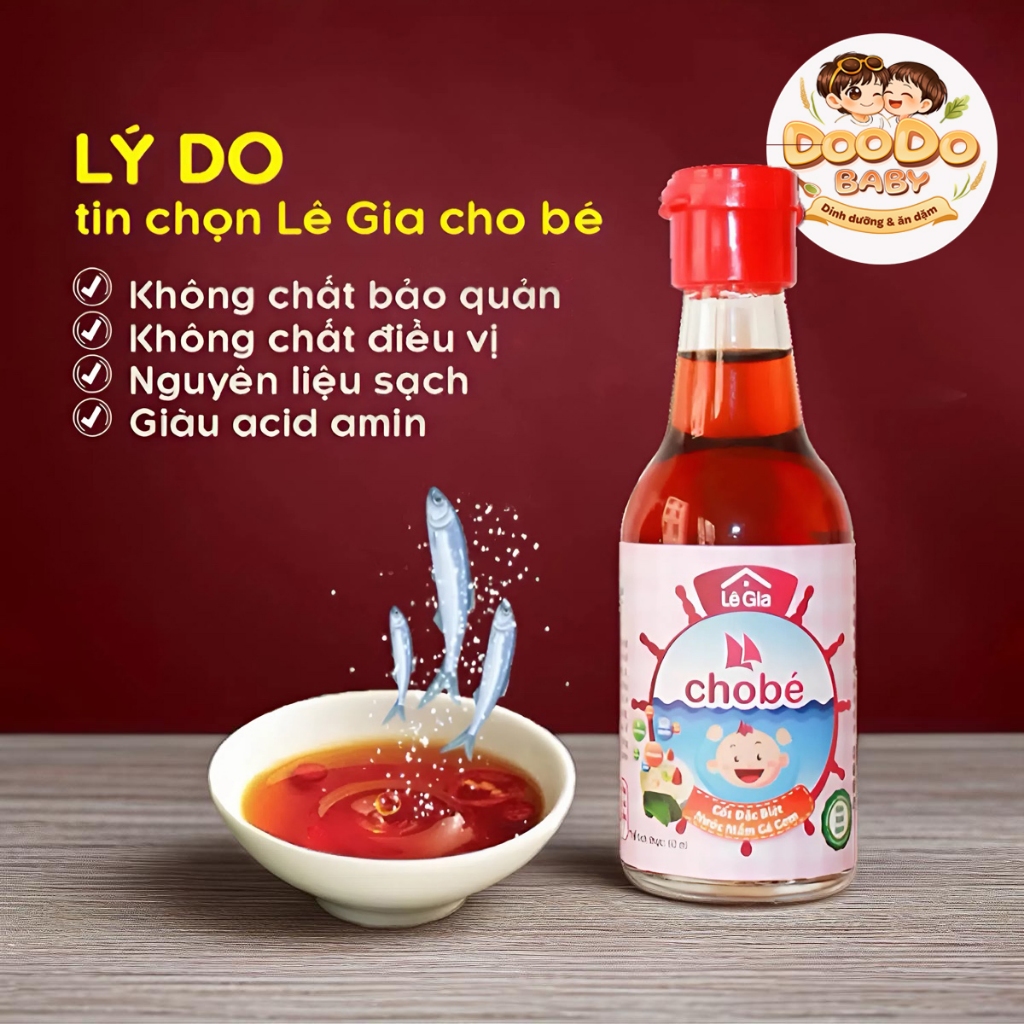 Nước Mắm Cá Cơm Ăn Dặm Lê Gia Giảm Muối Cho Bé (60ml)