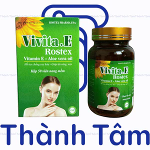 Vitamin Vivita E ROSTEX hỗ trợ làm đẹp da, trắng sáng da, có thể thoa lên mặt - Hộp 50 Viên