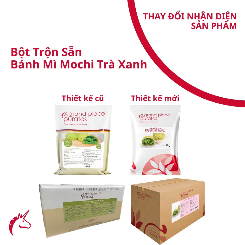 Bột trộn sẵn bán mì Mochi Hương Trà Xanh 1kg