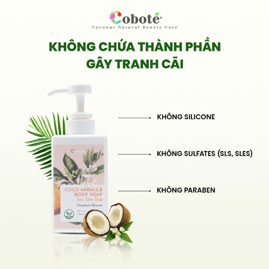 Sữa Tắm dừa - Coco Miracle Body Soap Giúp Làm Sạch Da,  Giúp Làn Da Mềm Mại, Dưỡng Ẩm 40ml/480ml