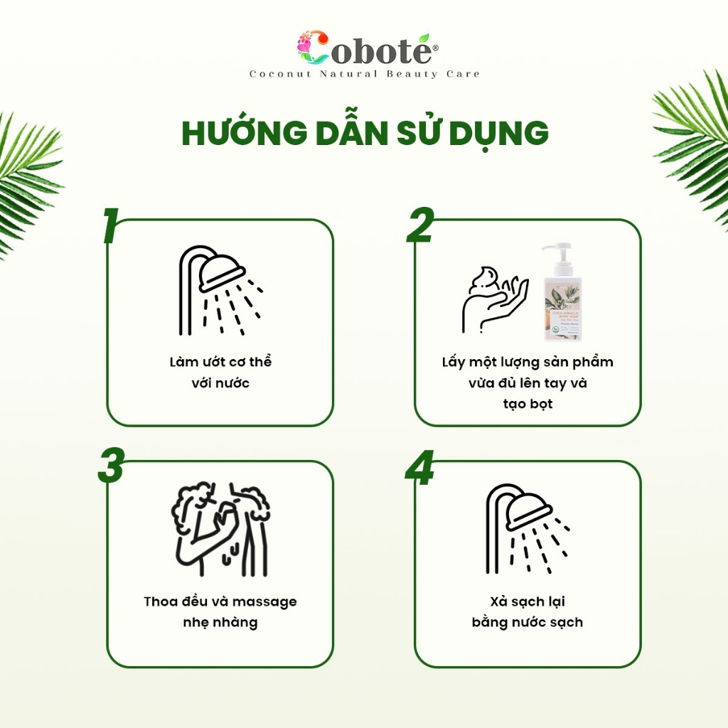 Sữa Tắm dừa - Coco Miracle Body Soap Giúp Làm Sạch Da,  Giúp Làn Da Mềm Mại, Dưỡng Ẩm 40ml/480ml
