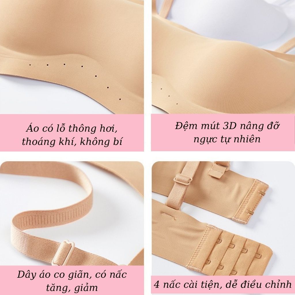 Áo ngực nữ su đúc cao cấp êm ái không gọng đệm mút 3D nâng đỡ gom ngực phụ kiểu dáng basic LANXA A03