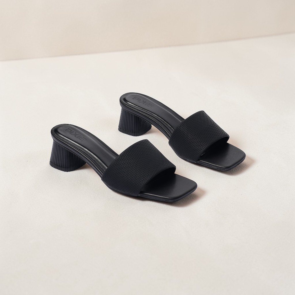 Guốc Cao Gót Nữ 5cm Quai Kẻ Ngang Pixie E117